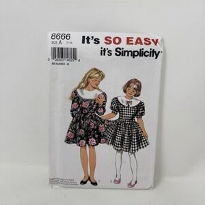 Simplicity 8666 Vintage 90's Girls Dress Sewing Pattern Size. 7-14 FF Uncut